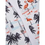 Men's Shirt Top, Flamingo & Coconut Tree Print, Camp Collar Bowling Shirts Short Sleeve Closure Summer Hawaiian Shirt Male Casual Button Up Shirt