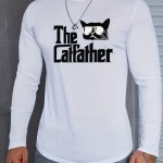 Cat Animal Print, Men's Comfy Fit Long Sleeve T-shirt, Warm And Sporty Top Clothing